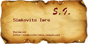 Simkovits Imre névjegykártya